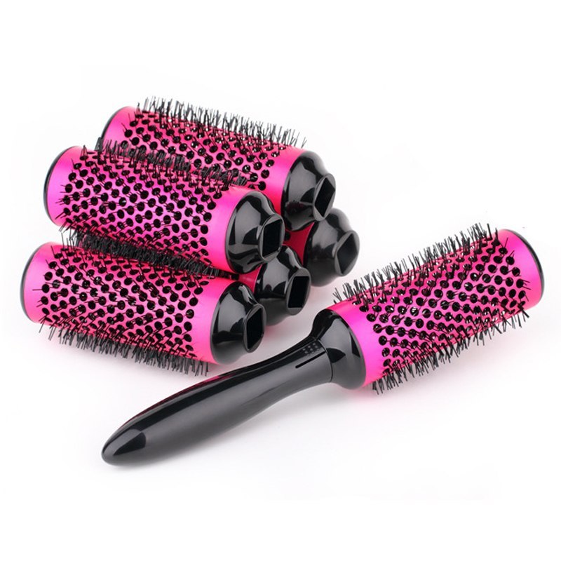 Professionelle Haarfrisierbürsten, hochtemperaturbeständig, Keramik, Eisen, runder Kamm