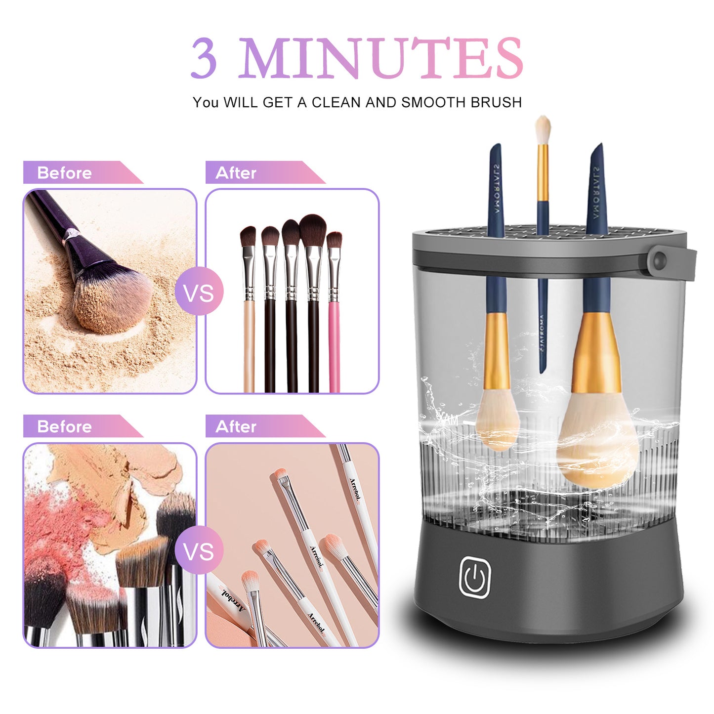 Sponges And Elektrischer Make-up-Pinselreiniger – 9000 U/min Make-up-Pinsel-Reinigungsmaschine, wasserdichter